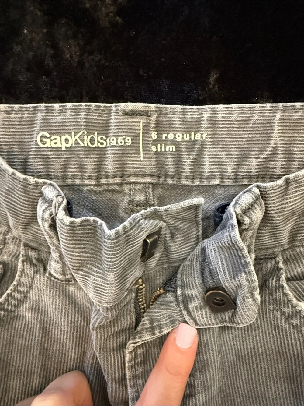 2 Pairs of Gap Pants. Kids Slim Fit Grey Corduroy and khaki Pants